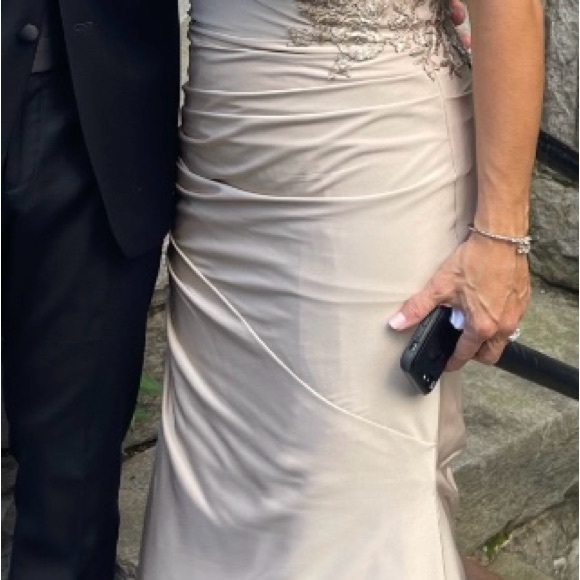 La Femme Elegant Maxi Dress in Cream - Picture 2 of 4